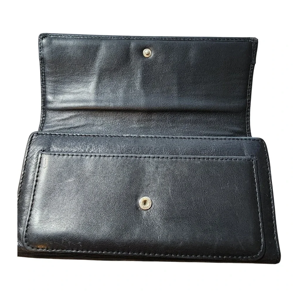 Coach Black Leather Slim Envelope Wallet with Exterior Zipper Pocket Classic‎